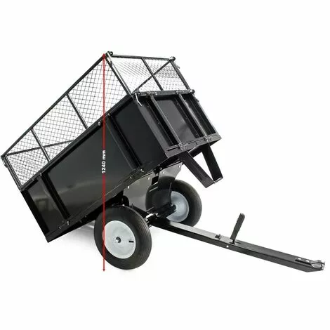 WILTEC Remorque Basculante 114x76x30cm Avec Grille Et Parois Amovibles Dispositif D'attelage Universel 4 WILTEC Remorque Basculante 114x76x30cm Avec Grille Et Parois Amovibles Dispositif D'attelage Universel – Image 2