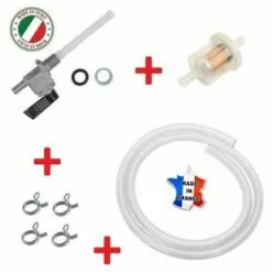 CYCLINGCOLORS Kit Essence Universel : Robinet M10 X 100 Noir + Durite + Filtre + Collier