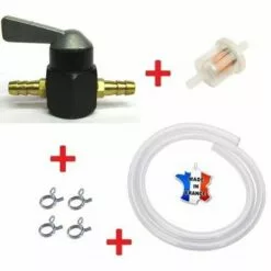 CYCLINGCOLORS Kit Essence Universel 7mm - 8mm : Robinet + Durite + Filtre + Collier Tondeuse Tracteur