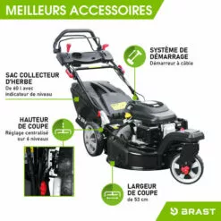 Tondeuse Thermique Autotractée 3 Roues 360° TRIKE 224cc 7cv 53cm 60 L Acier Propulsion Arrière De La Marque Française GT - TRIKE De BRAST -Tondeuse Boutique 32041799 3