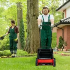 Relaxdays Tondeuse Manuelle Gazon, Avec Bac De Ramassage, Réglage Hauteur De Coupe, Largeur Découpe 29,5 Cm, Noir/rouge -Tondeuse Boutique 32160021 3