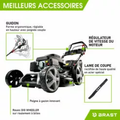 Tondeuse Thermique Tractée 53cm 224cc 2.800 Trs/min 7cv Moteur De Marque 4 Temps 60l Réglage Central 30-80mm, Capot En Tôle En Acier, 4 En 1 - 21224 POWER De Brast -Tondeuse Boutique 32162606 5