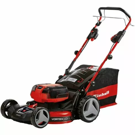 Einhell Tondeuse à Gazon Sans Fil GE-CM 36/47 S HW Li Power X-Change (36V, Grandes Roues Sur Roulement à Billes, Moteur Sans Charbons) Livré Avec 4 Batteries 4,0 Ah Et 2 Chargeurs Doubles)