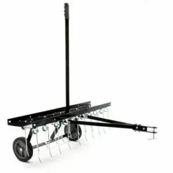 WILTEC Scarificateur Trainé Pour Tracteur Tondeuse Largeur De Travail 100cm Roues En Caoutchouc 7