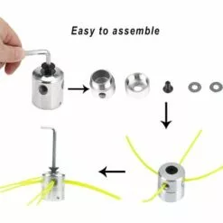 LITZEE 2PCS Tête De Débroussailleuse Aluminium Fils Tête Coupe-bordure Universelle Avec Tête Fil Nylon Pour Accessoires De Tondeuse à Gazon -Tondeuse Boutique 51553783 4