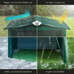 KESSER® Toit à Deux versants De Garage Pour Tondeuse | Toiture | Carport | Abri En Métal Pour Tondeuse à Gazon, Robot à Gazon, Tondeuse Automatique De Jardin | Résistant Aux Intempéries | Garage Pour Tondeuse Robot Avec Matériel De Montage, Vert -Tondeuse Boutique 54941672 4