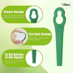 HKLFFJA 120pcs Lames En Plastique De Rechange Pour Coupe Bordure Lame De Tondeuse à Gazon Lames Pour Débroussailleuse Sans Fil Lames De Coupe De Remplacement Pour Jardin Pelouse (Vert) -Tondeuse Boutique 57020507 3