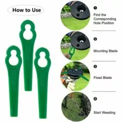 HKLFFJA 120pcs Lames En Plastique De Rechange Pour Coupe Bordure Lame De Tondeuse à Gazon Lames Pour Débroussailleuse Sans Fil Lames De Coupe De Remplacement Pour Jardin Pelouse (Vert) -Tondeuse Boutique 57020507 4