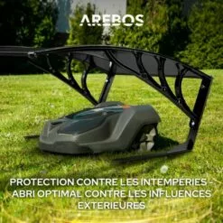 AREBOS AREBOS Garage De Tondeuse Robot | Abri Pour Robot | Taille 102 X 79 X 46 Cm | Résistant Aux Intempéries + Protection UV | Avec Pieds En Métal | Matériel De Montage Inclus Noir - Noir -Tondeuse Boutique 57050257 5