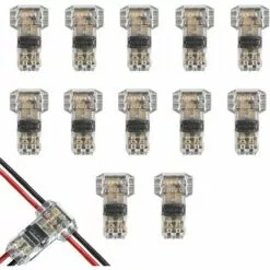 FLYME 12Pcs Connecteurs De Câble En T, 12V Etanches Connecteur De Fil Electrique à 2 Broches Connecteur Basse Tension Pour Connexion Electrique Temporaire / Audio / Vidéo / Eclairage