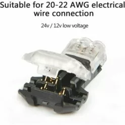 FLYME 12Pcs Connecteurs De Câble En T, 12V Etanches Connecteur De Fil Electrique à 2 Broches Connecteur Basse Tension Pour Connexion Electrique Temporaire / Audio / Vidéo / Eclairage -Tondeuse Boutique 57355370 4