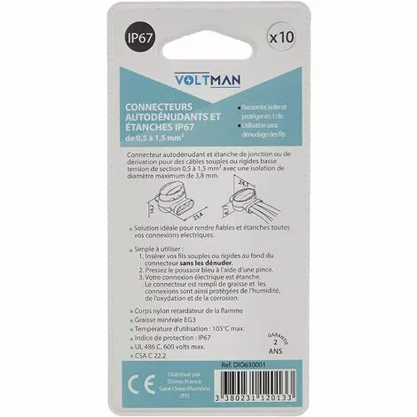 HKLFFJA DIO630001 Lot 10 Connecteurs Autodénudants/Etanches Ip 67, Bleu 4 HKLFFJA DIO630001 Lot 10 Connecteurs Autodénudants/Etanches Ip 67, Bleu – Image 2