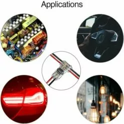 DECKON 12Pcs Connecteurs De Câble En T, 12V Etanches Connecteur De Fil Electrique à 2 Broches Connecteur Basse Tension Pour Connexion Electrique Temporaire / Audio / Vidéo / Eclairage -Tondeuse Boutique 57597798 5