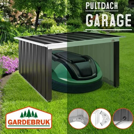 GARDEBRUK Garage Robot Tondeuse Métal Résistant Intempéries 4 Piquets De Terre Herbe Tonte Pultdach Anthrazit (de) 5 GARDEBRUK Garage Robot Tondeuse Métal Résistant Intempéries 4 Piquets De Terre Herbe Tonte Pultdach Anthrazit (de) – Image 3