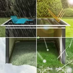 GARDEBRUK Garage Robot Tondeuse Métal Résistant Intempéries 4 Piquets De Terre Herbe Tonte Pultdach Anthrazit (de) 11 GARDEBRUK Garage Robot Tondeuse Métal Résistant Intempéries 4 Piquets De Terre Herbe Tonte Pultdach Anthrazit (de) -Tondeuse Boutique 57959510 5