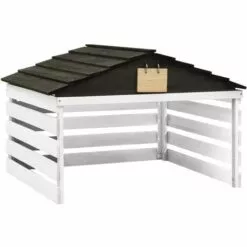 INLIFE Garage De Tondeuse à Gazon Noir Et Blanc 78x74x54 Cm Sapin -Tondeuse Boutique 58276083 2