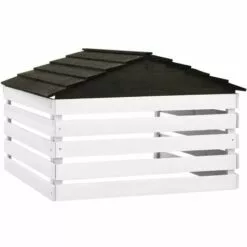 INLIFE Garage De Tondeuse à Gazon Noir Et Blanc 78x74x54 Cm Sapin -Tondeuse Boutique 58276083 4