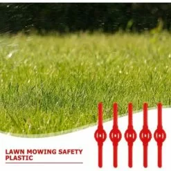 AOUGO 10 Pièces Lames De Tondeuse Jardin Tondeuse Accessoires, Lames De Rechange En Plastique, Outils De Jardin, Petit Trou 5mm, Pour Jardin Pelouse Tondeuse, Coupe-Bordures Sans Fil(Rouge) -Tondeuse Boutique 60576081 4