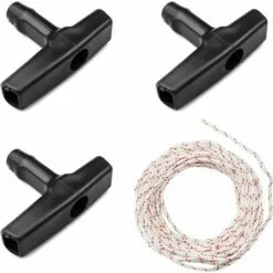 ZOLGINAH Corde De Démarreur à Rappel 10 Mètres 3,0 Mm Corde De Traction Avec 3 Pièces Poignée De Démarrage Pour Pièces De Tondeuse à Gazon Tondeuse à Tronçonneuse Brosse à Bordure Moteur De Coupe