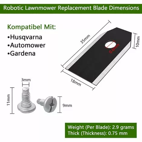 MACARON Lames De Rechange En Titane, 45 Pièces Lames En Titane, Lame Robot Tondeuse, Lames De Couteau En Titane Noir, Lame Tondeuse De Rachange, Pour Husqvarna Automower Gardena Robot Tondeuse Avec 45 Vis LO-Ron 4 MACARON Lames De Rechange En Titane, 45 Pièces Lames En Titane, Lame Robot Tondeuse, Lames De Couteau En Titane Noir, Lame Tondeuse De Rachange, Pour Husqvarna Automower Gardena Robot Tondeuse Avec 45 Vis LO-Ron – Image 2