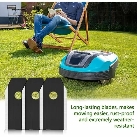 MACARON Lames De Rechange En Titane, 45 Pièces Lames En Titane, Lame Robot Tondeuse, Lames De Couteau En Titane Noir, Lame Tondeuse De Rachange, Pour Husqvarna Automower Gardena Robot Tondeuse Avec 45 Vis LO-Ron 6 MACARON Lames De Rechange En Titane, 45 Pièces Lames En Titane, Lame Robot Tondeuse, Lames De Couteau En Titane Noir, Lame Tondeuse De Rachange, Pour Husqvarna Automower Gardena Robot Tondeuse Avec 45 Vis LO-Ron – Image 4