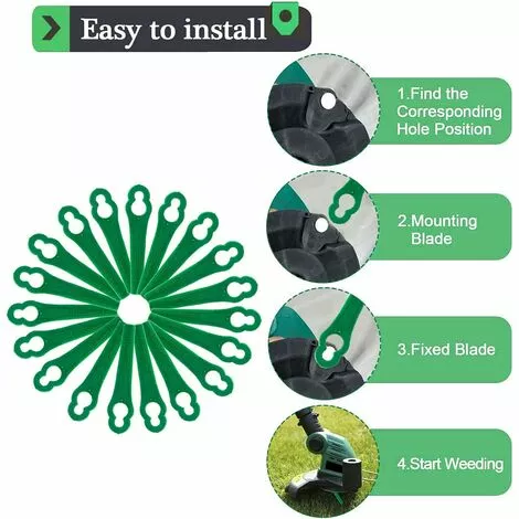 MINKUROW 100 Pièces Lames De Rechange BBC En Plastique, Lames De Coupe Pour Tondeuse à Gazon Et Jardin (vert) 4 MINKUROW 100 Pièces Lames De Rechange BBC En Plastique, Lames De Coupe Pour Tondeuse à Gazon Et Jardin (vert) – Image 2