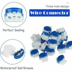 HABIENTôT 20 Pièces Connecteurs De Câble Remplis Des Résines, Connecteurs Pour Câble Périphérique, 314 Connecteurs De Câble Étanche 3 Trous, Parfait Pour Jardin & Extérieur Et Tondeuse Robot Bleu + Blanc，Oi-FRIS -Tondeuse Boutique 64497049 5