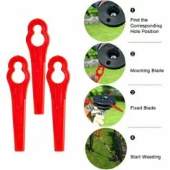 Lames En Plastique 100 Pcs Lames De Tondeuse Pour Jardin Pelouse Tondeuse Accessoires,Lames En Plastique De Rechange Pour Coupe-Bordures 56Vingt -Tondeuse Boutique 64938930 3