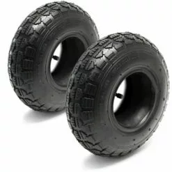 WILTEC Lot 2x Pneus 2x Chambres Air Tondeuse Autoportée 11x4.00-4 4PR Valve Coudée Chariot Diable Jardin