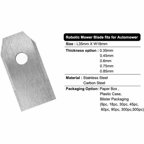 ELLE Lame De Rechange Pour Tondeuse à Gazon Robotique 45 X, Lame En Titane, Compatible Avec Les Tondeuses Robotiques Husqvarna Automower Gardena, Boîte En Plastique, (couleur Primaire 0,45 Mm) 4 ELLE Lame De Rechange Pour Tondeuse à Gazon Robotique 45 X, Lame En Titane, Compatible Avec Les Tondeuses Robotiques Husqvarna Automower Gardena, Boîte En Plastique, (couleur Primaire 0,45 Mm) – Image 2