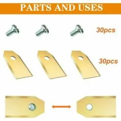 KAEJYIUT Lot De 30 Lames De Rechange En Titane Pour Tous Les Robots Tondeuses à Gazon Husqvarn/Automower/Gardena(3g-0.75mm) Avec 30 Vis, Pour Modèles 105,310,315,320,420,430x,r40i 9 KAEJYIUT Lot De 30 Lames De Rechange En Titane Pour Tous Les Robots Tondeuses à Gazon Husqvarn/Automower/Gardena(3g-0.75mm) Avec 30 Vis, Pour Modèles 105,310,315,320,420,430x,r40i -Tondeuse Boutique 66211272 4