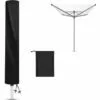 PESCE Housse De Protection Pour Séchoirs Parapluie , Tissu Oxford 420D Housse Étanche De Pour Séchoir De Jardins Cordes à Linge Rotatives, Ronde, 160x15x15cm (Noir) -Tondeuse Boutique 66263925 1