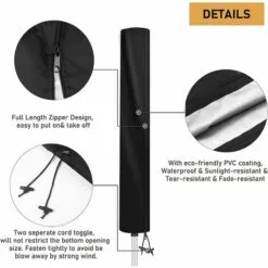 PESCE Housse De Protection Pour Séchoirs Parapluie , Tissu Oxford 420D Housse Étanche De Pour Séchoir De Jardins Cordes à Linge Rotatives, Ronde, 160x15x15cm (Noir) -Tondeuse Boutique 66263925 4