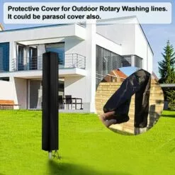PESCE Housse De Protection Pour Séchoirs Parapluie , Tissu Oxford 420D Housse Étanche De Pour Séchoir De Jardins Cordes à Linge Rotatives, Ronde, 160x15x15cm (Noir) -Tondeuse Boutique 66263925 5