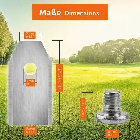 30x Lames De Rechange En Acier Inoxydable Compatible Avec Husqvarna Gardena McCulloch Rob Flymo Yardforce Matrix Grizzly Brast - Comprend Des Vis 35*18*0.75mm Argent,Adélala 4 30x Lames De Rechange En Acier Inoxydable Compatible Avec Husqvarna Gardena McCulloch Rob Flymo Yardforce Matrix Grizzly Brast - Comprend Des Vis 35*18*0.75mm Argent,Adélala – Image 2